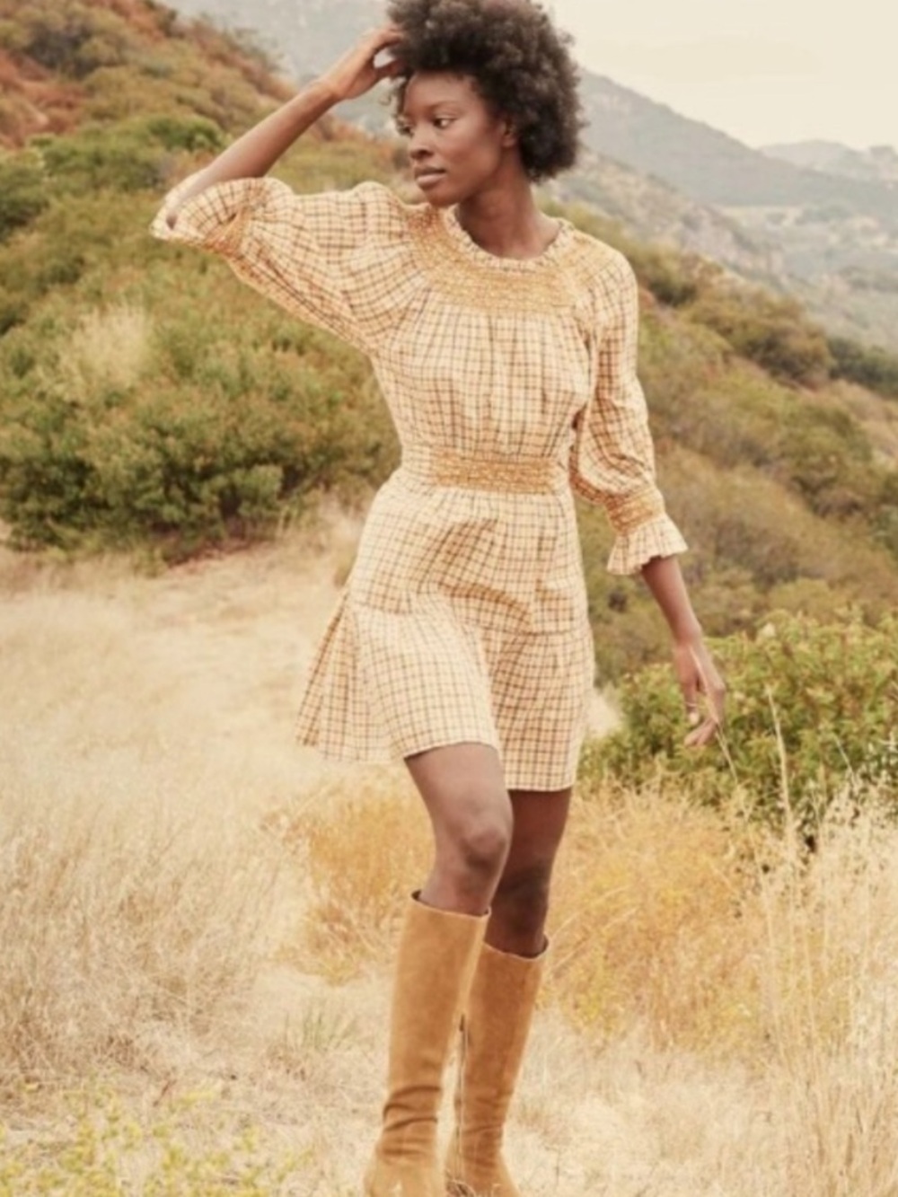 DÔEN Mini Plaid Sabine Dress Size XS